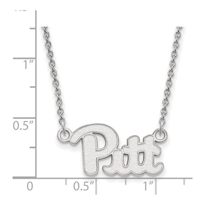 University of Pittsburgh 10K White Gold Small Pitt Panthers Pendant Necklace – view 3