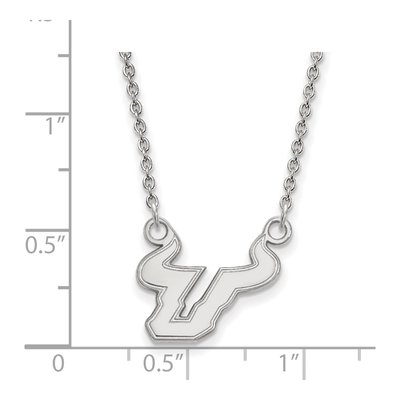 University of South Florida 10K White Gold Bull Small Necklace – view 2
