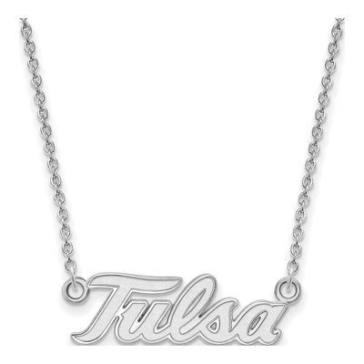 University of Tulsa 10K White Gold Large Of T-U Pendant Necklace