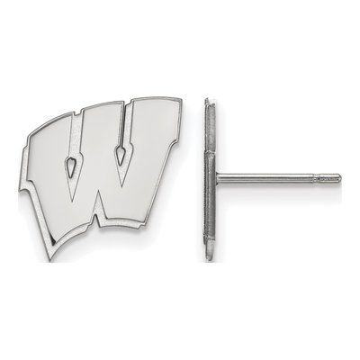 University of Wisconsin 10K White Gold Letter W Stud Earrings