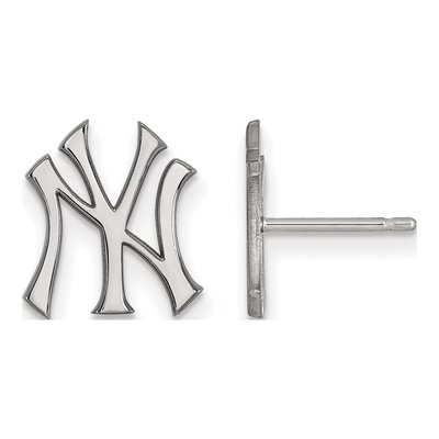 New York Yankees 10K White Gold N-Y Small Stud Earrings
