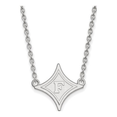 Furman University 10K White Gold Large Pendant Necklace