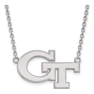 Georgia Institute of Technology 10K White Gold Large Tech Pendant Necklace