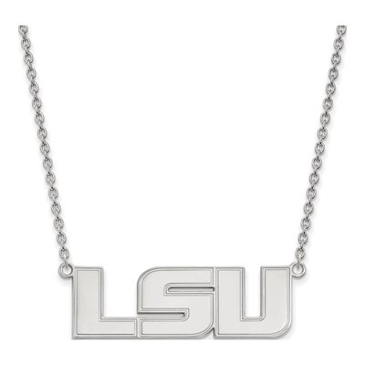 Louisiana State University 10K White Gold LSU Large Pendant Necklace