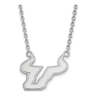 University of South Florida 10K White Gold Large USF Bulls Pendant Necklace