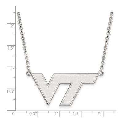Virginia Tech 10K White Gold Large V-T Necklace – view 2