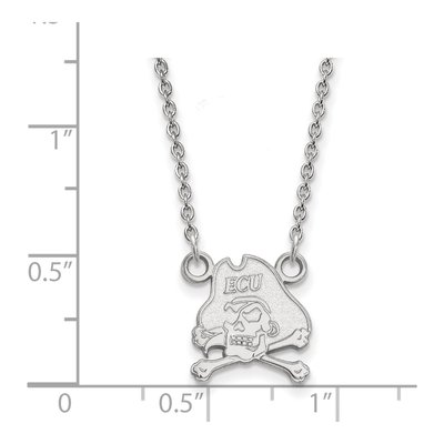 East Carolina University 10K White Gold Small ECU Pirates Pendant Necklace – view 2