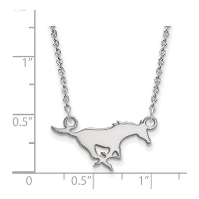 Southern Methodist University 10K White Gold Mustang Small Necklace – view 2