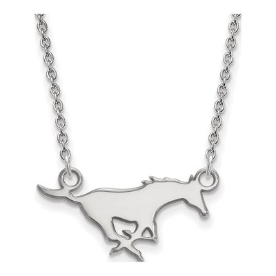 Southern Methodist University 10K White Gold Mustang Small Necklace