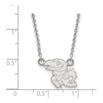 University of Kansas 10K White Gold Jayhawk Small Necklace – view 2