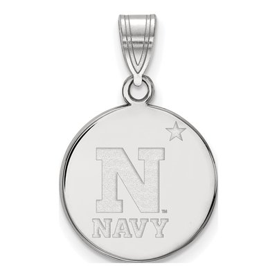 United States Naval Academy 10K White Gold Us Medium Disc Pendant