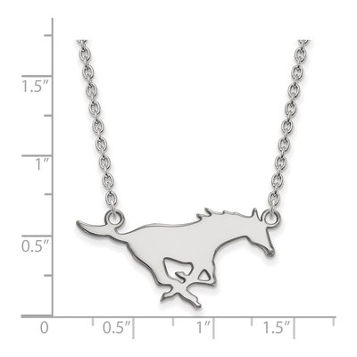 Southern Methodist University 10K White Gold Mustang Large Necklace – view 2