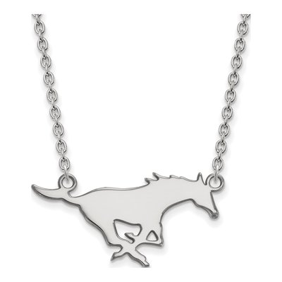 Southern Methodist University 10K White Gold Mustang Large Necklace