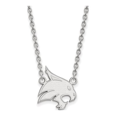 Texas State University 10K White Gold Large Bobcats Pendant Necklace