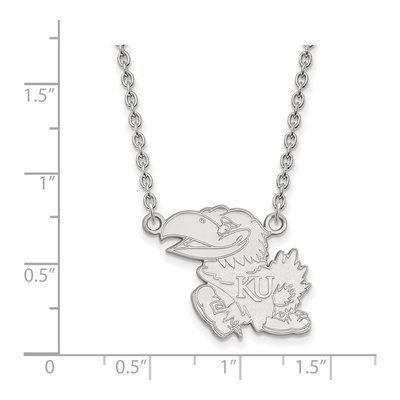 University of Kansas 10K White Gold Jayhawk Large Necklace – view 2