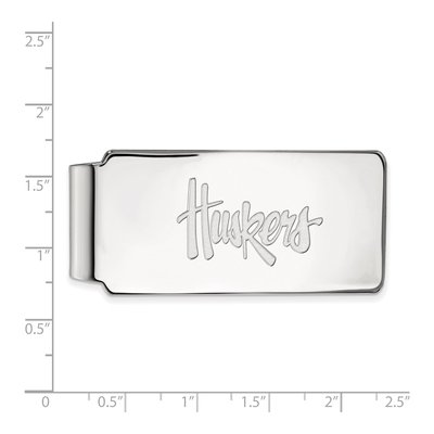 10K White Gold Logoart University Of Nebraska Huskers Money Clip – view 2