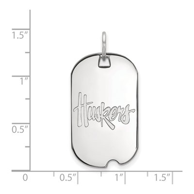 University of Nebraska 10K White Gold Huskers Small Dog Tag Pendant – view 2