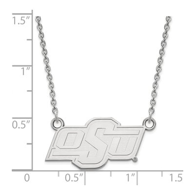 Oklahoma State University 10K White Gold O-S-U Small Necklace – view 3