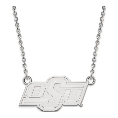 Oklahoma State University 10K White Gold O-S-U Small Necklace