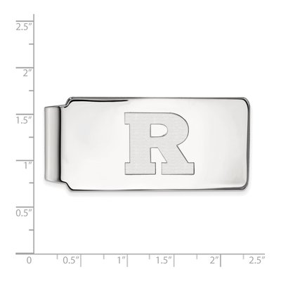 10K White Gold Logoart Rutgers University Letter R Money Clip – view 2
