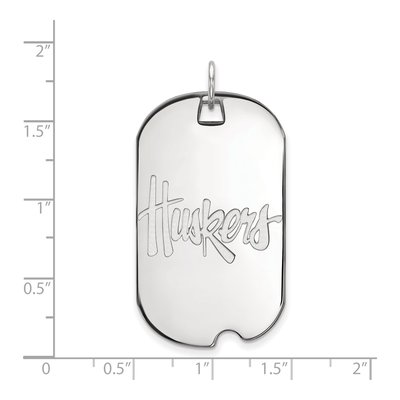 University of Nebraska 10K White Gold Huskers Large Dog Tag Pendant – view 2