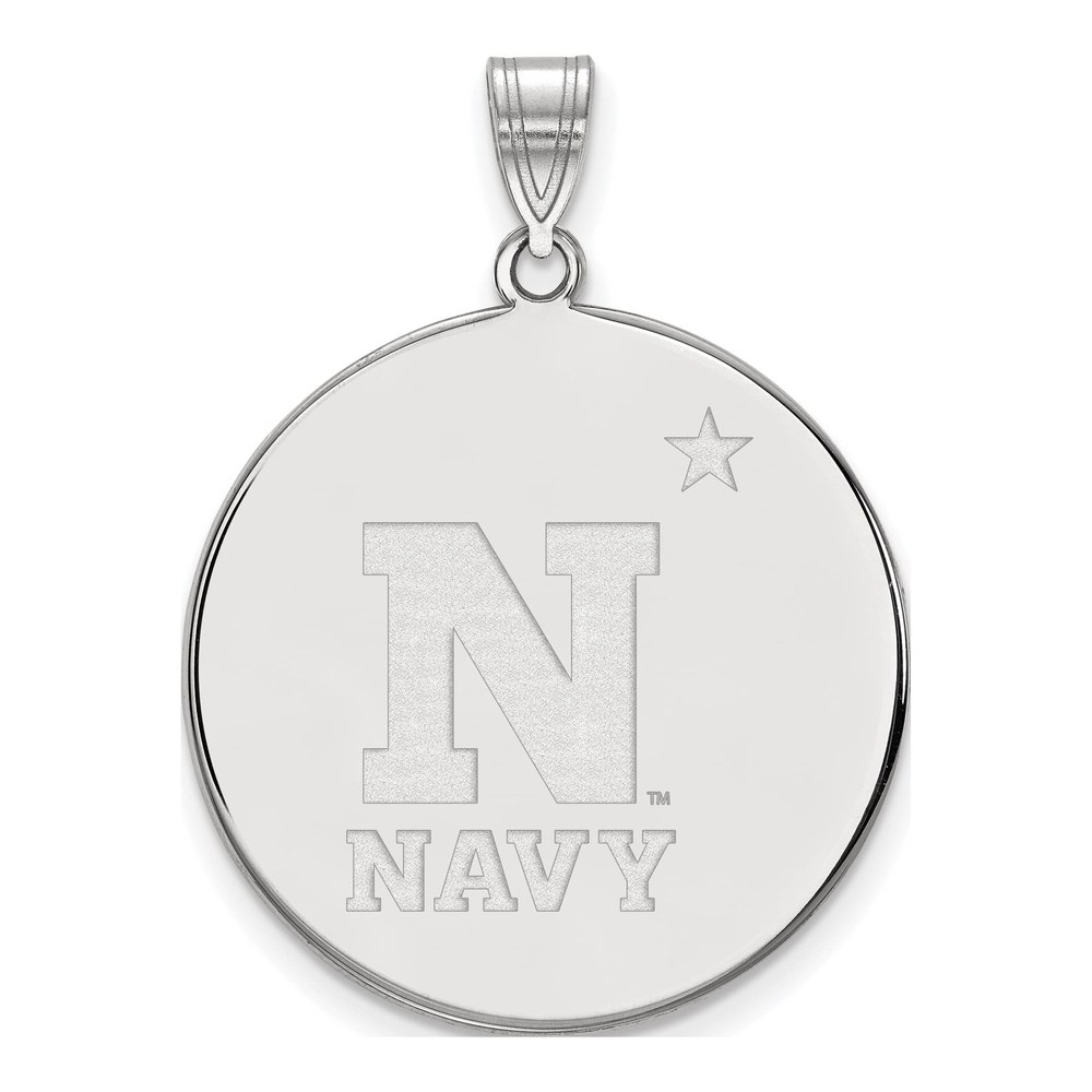 United States Naval Academy 10K White Gold US Extra Large Disc Pendant