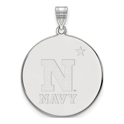 United States Naval Academy 10K White Gold US Extra Large Disc Pendant