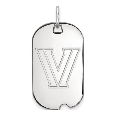 Villanova University 10K White Gold Small Dog Tag Letter V Pendant