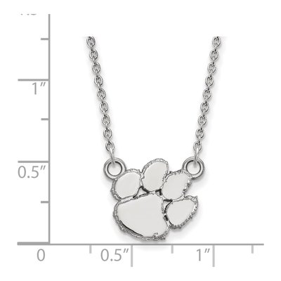 Clemson University 10K White Gold Small Tiger Paw Necklace – view 2