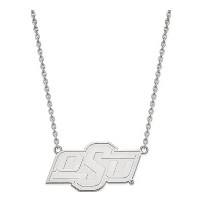 Oklahoma State University 10K White Gold Large O-S-U Pendant Necklace – view 2