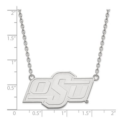 Oklahoma State University 10K White Gold Large O-S-U Pendant Necklace – view 3