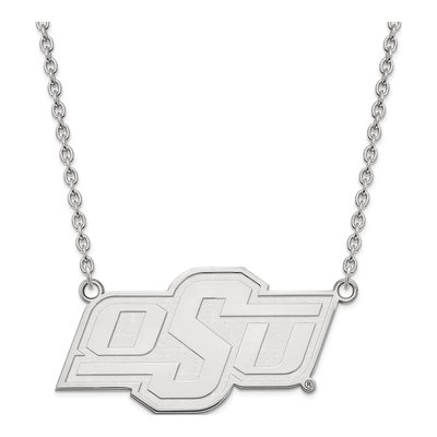 Oklahoma State University 10K White Gold Large O-S-U Pendant Necklace