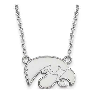 University of Iowa 10K White Gold Hawk Small Necklace