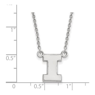 University of Illinois 10K White Gold Small Letter I Necklace – view 2
