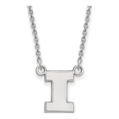 University of Illinois 10K White Gold Small Letter I Necklace