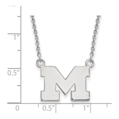 University of Michigan 10K White Gold Small Letter M Necklace – view 2
