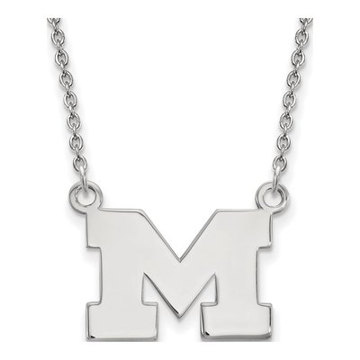 University of Michigan 10K White Gold Small Letter M Necklace