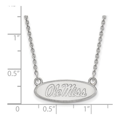 University of Mississippi 10K White Gold Ole Miss Small Oval Necklace – view 2