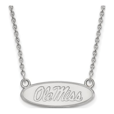 University of Mississippi 10K White Gold Ole Miss Small Oval Necklace