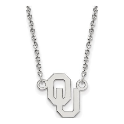 University of Oklahoma 10K White Gold O-U Small Necklace