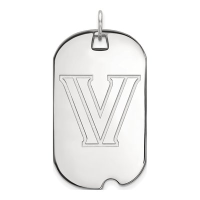 Villanova University 10K White Gold Large Dog Tag Letter V Pendant