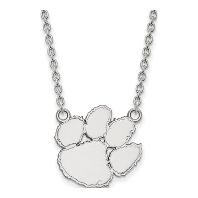 Clemson University 10K White Gold Large Tiger Paw Necklace