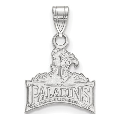 Furman University 10K White Gold Paladins Small Pendant