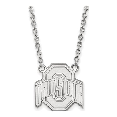 Ohio State University 10K White Gold Large Necklace