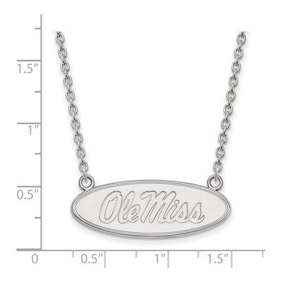 University of Mississippi 10K White Gold Ole Miss Large Oval Necklace – view 2