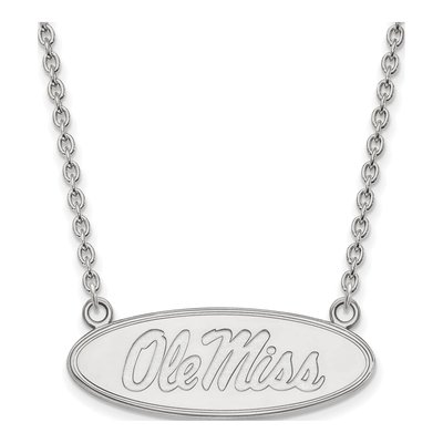 University of Mississippi 10K White Gold Ole Miss Large Oval Necklace
