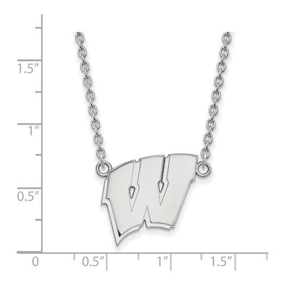 University of Wisconsin 10K White Gold Large Letter W Necklace – view 2