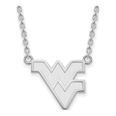 West Virginia University 10K White Gold W-V Large Necklace