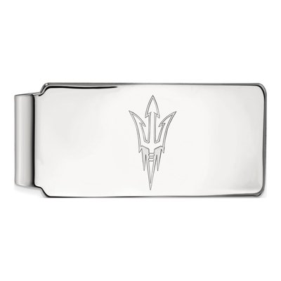 10K White Gold Logoart Arizona State University Pitchfork Money Clip