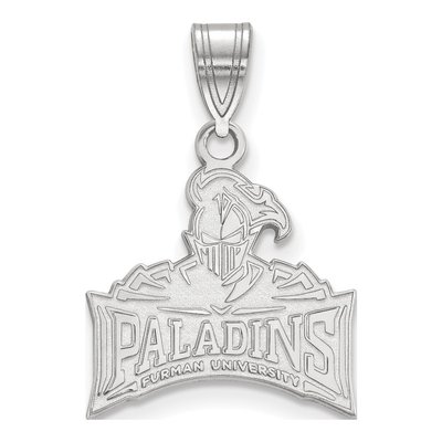 Furman University 10K White Gold Paladins Medium Pendant